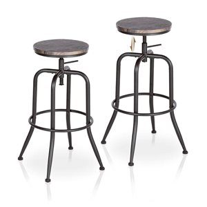 Homy Casa Set of 2 Outdoor Bar Stools with Swivel and Adjustable Height - Walnut