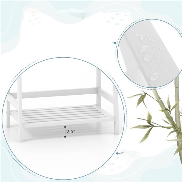 Costway Multifunctional 4-Shelf Bamboo Bookcase Plant Stand Ladder Rack Storage - White