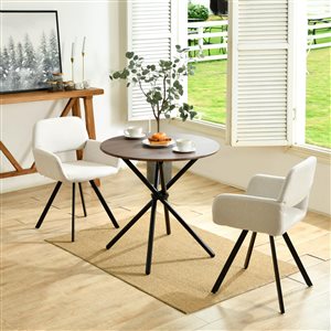 Table de salle à manger circulaire Homy Casa industrielle 31,5 po en bois de noyer à piètement croisé