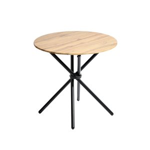 Homy Casa Industrial Style Oak Wood Circular Dining Table 31.5-in W Cross-Leg Base Dining Table