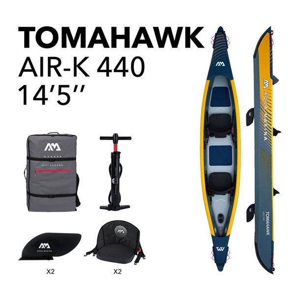 Kayak de vitesse gonflable 2 places Tomahawk AIR-K440-2P d'Aqua Marina 14,42 pi L