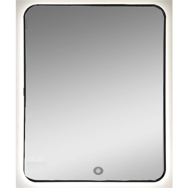 Decor Wonderland Omer 27.5 x 35.5-in Black Metal Framed Wall-Mounted LED Lighted Bathroom Vanity Mirror