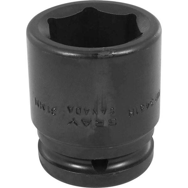 Gray Tools 31 mm X 3/4-in Drive Metric 6-Point Shallow Impact Socket