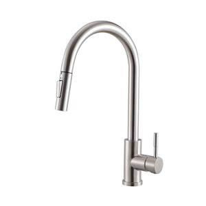 Robinet de cuisine à bec rétractable 1 poignée Rivera moderne/contemporain de Bristol Sinks, nickel brossé