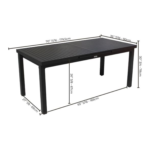 Corriveau Outdoor Furniture Extendable Table 35 x 70-in up to 95-in