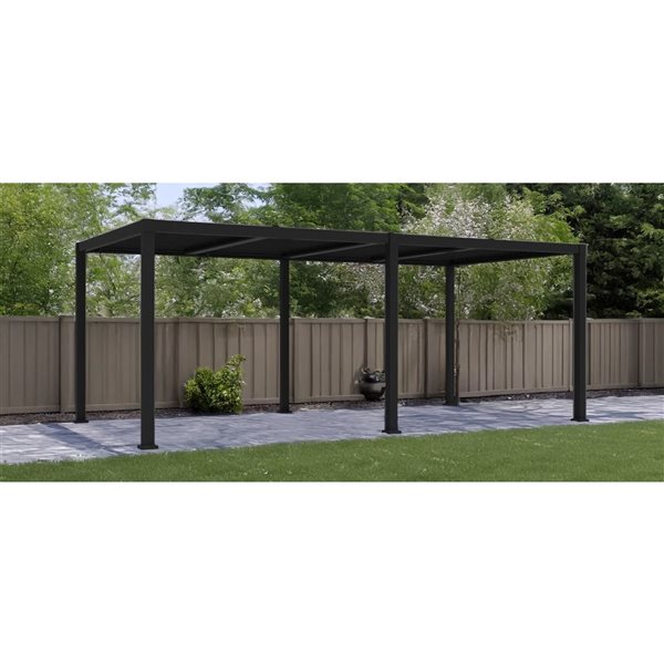 Pergola Mélia en aluminium de Corriveau Outdoor Furniture à persiennes ajustables 10 x 19 pi
