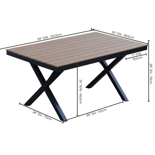 Corriveau Outdoor Furniture Napa Rectangular Dining Table 40 x 60-in