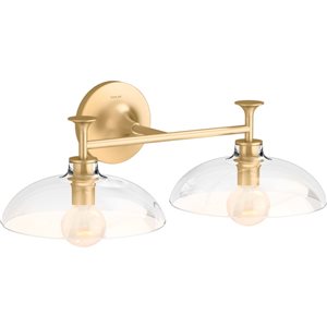 Applique murale à deux ampoules Tone KOHLER 20 po l. moderne en laiton brossé
