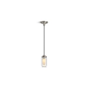 KOHLER Artifacts Brushed Nickel Modern Frosted Glass Cylinder LED Pendant Light