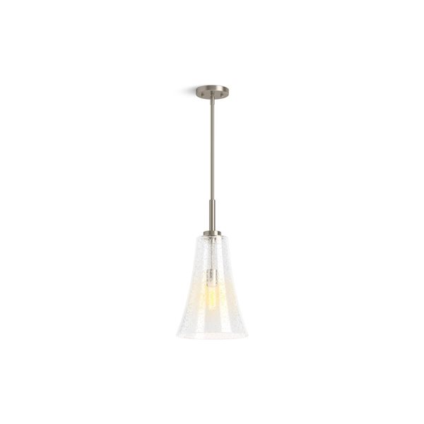 KOHLER Simplice Nickel Modern Seeded Glass Cone LED Pendant Light