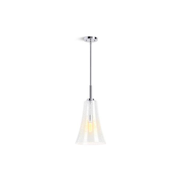 KOHLER Simplice Chrome Modern Seeded Glass Cone LED Pendant Light