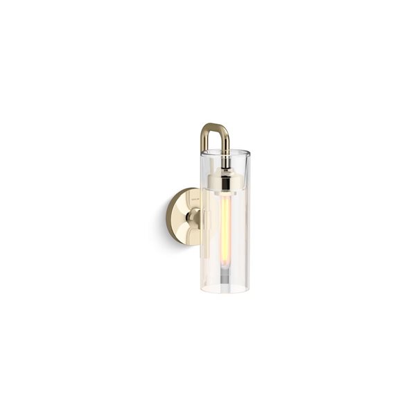 KOHLER Purist 4.75-in W 1-Light Modern Clear Glass Gold Wall Sconce