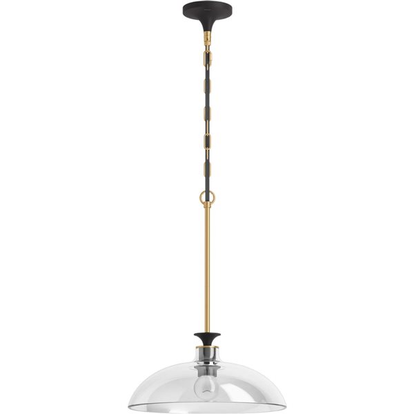 KOHLER Tone Black and Brass Modern Clear Glass Dome LED Pendant Light