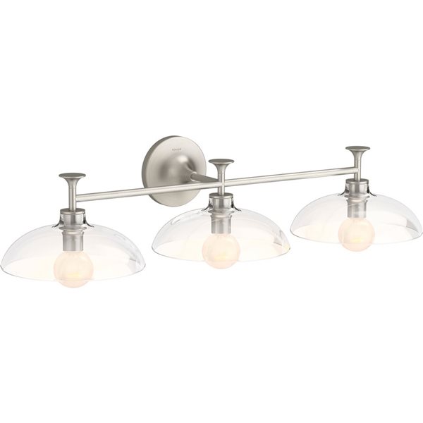 KOHLER Tone 31-in W 3-Light Modern Brushed Nickel Wall Sconce