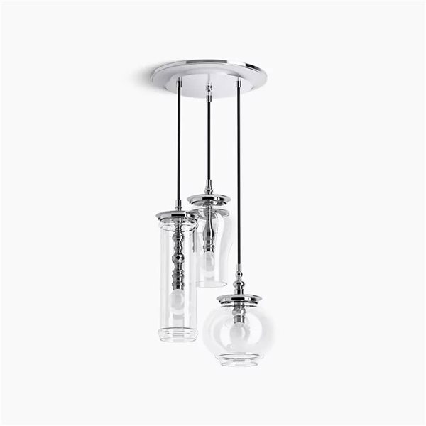 KOHLER Damask 3-Light 12-in Pendant w/ 10-ft Cord and Installation ...