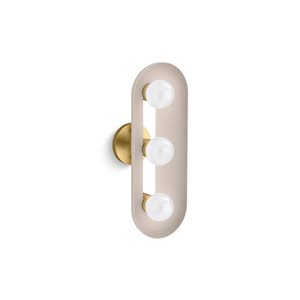 KOHLER Jabot 3-Light Wall Sconce w/ Contoured Metal Shade + Installation Hardware - Biscuit Satin/Brushed Moderne Brass