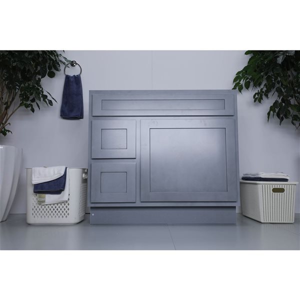 Vanity Art 36 W x 32.5-in H 2-Left Drawer Freestanding Bathroom Vanity Cabinet Only - Silver