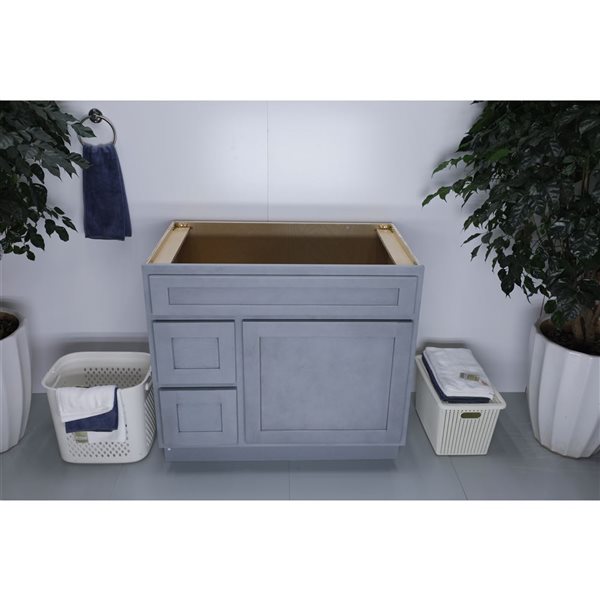 Vanity Art 36 W x 32.5-in H 2-Left Drawer Freestanding Bathroom Vanity Cabinet Only - Silver