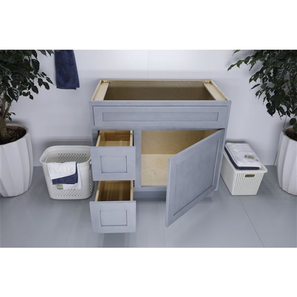 Vanity Art 36 W x 32.5-in H 2-Left Drawer Freestanding Bathroom Vanity Cabinet Only - Silver