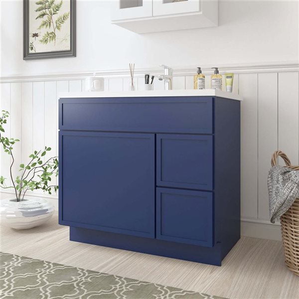 Vanity Art 36 W x 32.5-in H 2-Right Drawer Freestanding Bathroom Vanity Cabinet Only - Blue