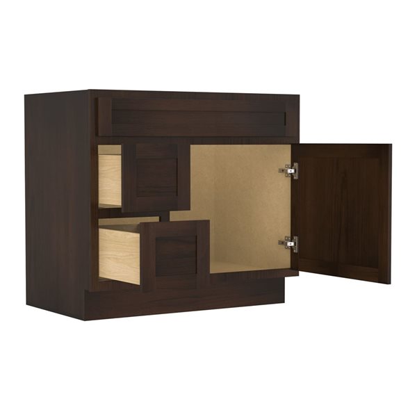Vanity Art 36 W x 32.5-in H 2-Left Drawer Freestanding Bathroom Vanity Cabinet Only - Brown