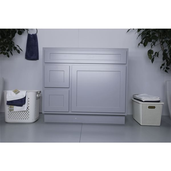 Vanity Art 36 W x 32.5-in H 2-Left Drawer Freestanding Bathroom Vanity Cabinet Only - Grey