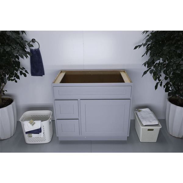 Vanity Art 36 W x 32.5-in H 2-Left Drawer Freestanding Bathroom Vanity Cabinet Only - Grey