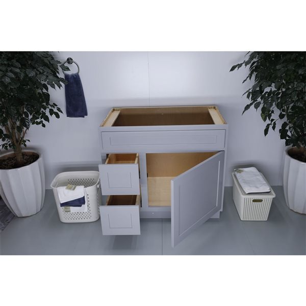 Vanity Art 36 W x 32.5-in H 2-Left Drawer Freestanding Bathroom Vanity Cabinet Only - Grey