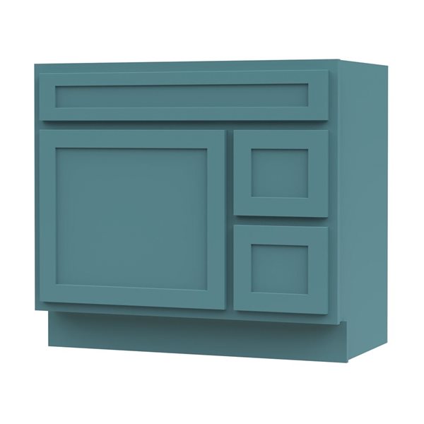 36 W X 32.5-In H 2-Right Drawer Freestanding Bathroom Vanity Cabinet Only - Sea Green, Green/Tan
