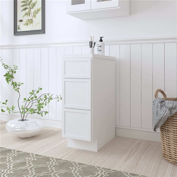 Vanity Art 12 W x 32.5-in H 3-Drawer Freestanding Bathroom Cabinet Only - White