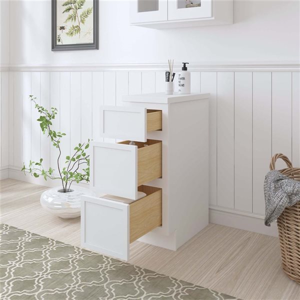 Vanity Art 12 W x 32.5-in H 3-Drawer Freestanding Bathroom Cabinet Only - White