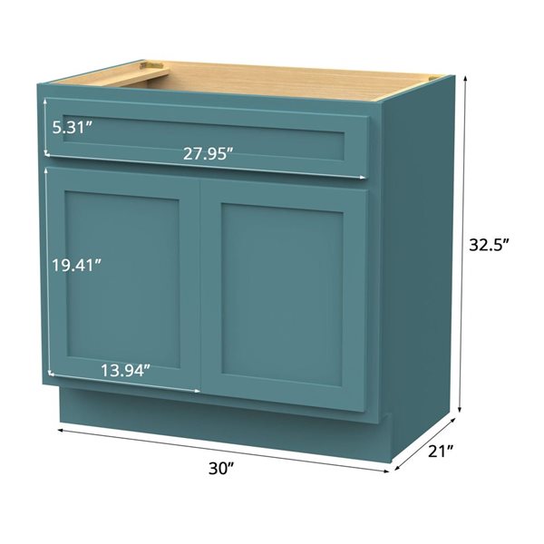 Vanity Art 30 W x 32.5-in H 2-Door Freestanding Bathroom Vanity Cabinet Only - Sea Green