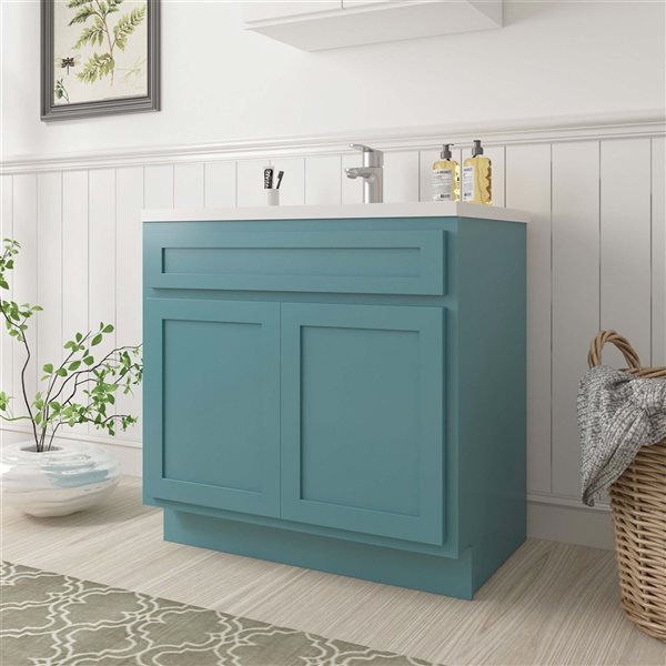 Vanity Art 30 W x 32.5-in H 2-Door Freestanding Bathroom Vanity Cabinet Only - Sea Green