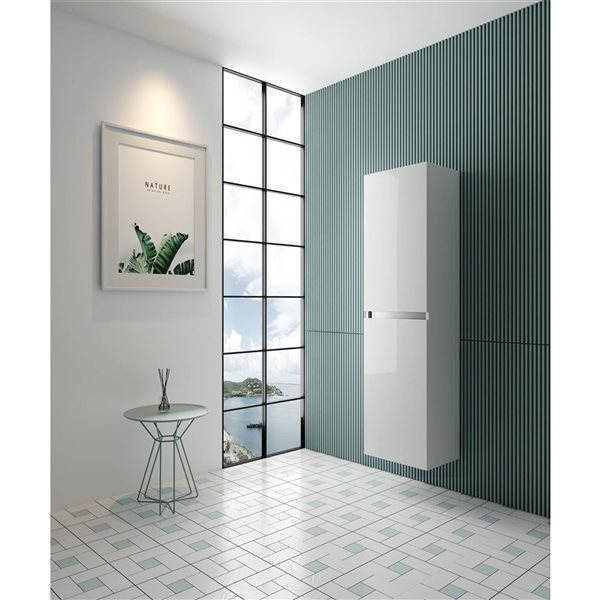 Vanity Art 16 W x 12 D x 59-in H Wall-Mounted Linen Cabinet w/ Adjustable Shelves - White