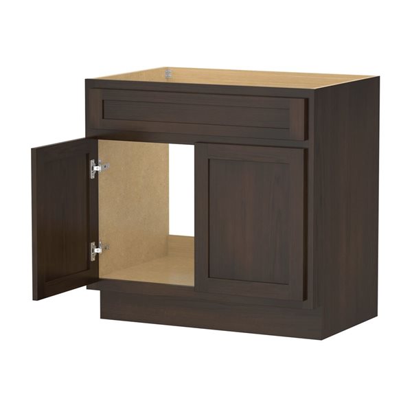 Meuble-lavabo autoportant de salle de bains à 2 portes de Vanity Art 36 l. x 32,5 po h. sans comptoir, brun
