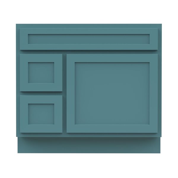 36 W X 32.5-In H 2-Left Drawer Freestanding Bathroom Vanity Cabinet Only - Sea Green, Green/Tan