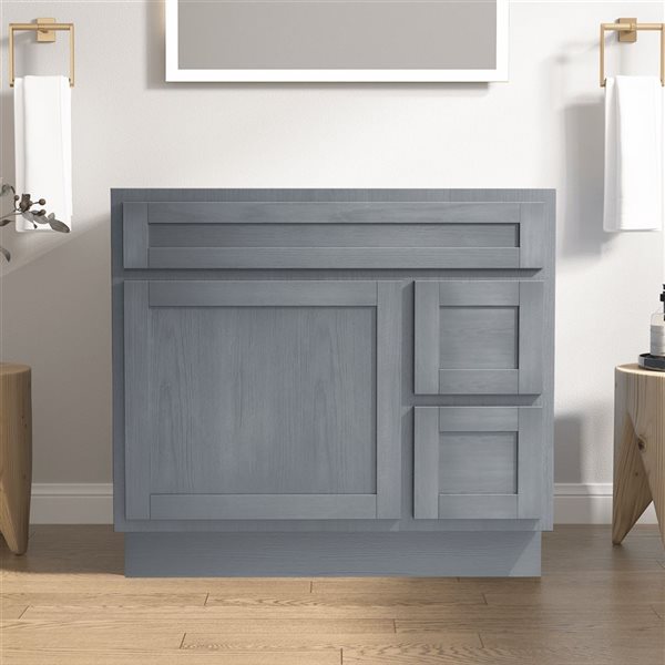 Vanity Art 36 W x 32.5-in H 2-Right Drawer Freestanding Bathroom Vanity Cabinet Only - Silver