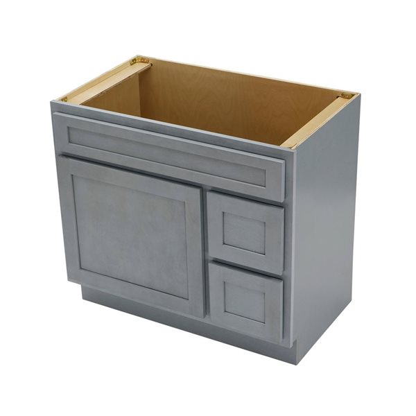Vanity Art 36 W x 32.5-in H 2-Right Drawer Freestanding Bathroom Vanity Cabinet Only - Silver