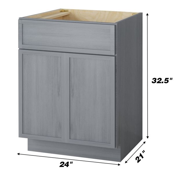Vanity Art 24 W x 32.5-in H 2-Door Freestanding Bathroom Vanity Cabinet Only - Smoky Grey