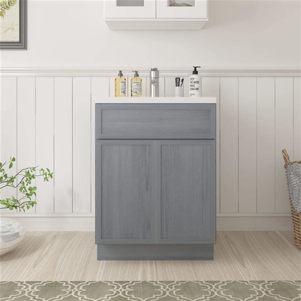 Vanity Art 24 W x 32.5-in H 2-Door Freestanding Bathroom Vanity Cabinet Only - Smoky Grey