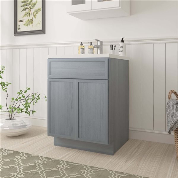 Vanity Art 24 W x 32.5-in H 2-Door Freestanding Bathroom Vanity Cabinet Only - Smoky Grey