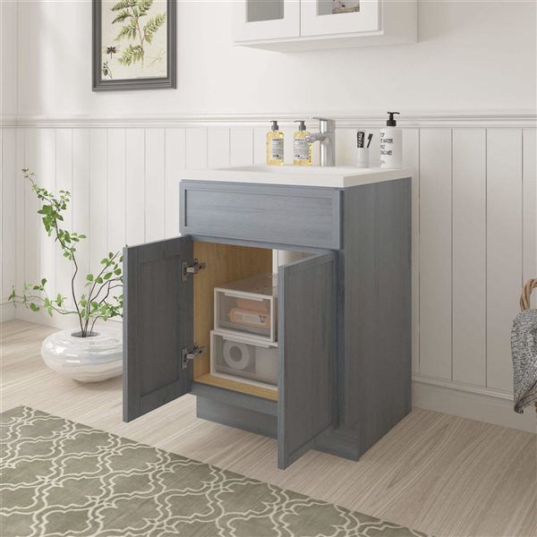 Vanity Art 24 W x 32.5-in H 2-Door Freestanding Bathroom Vanity Cabinet Only - Smoky Grey