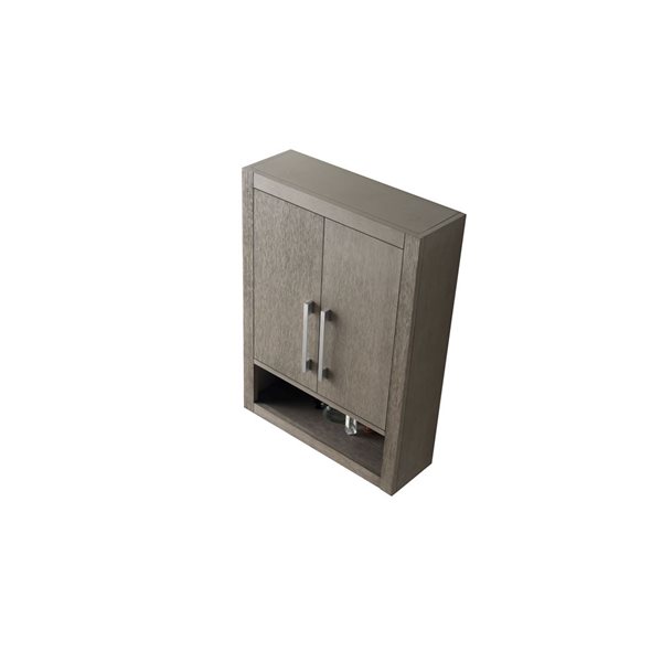 Vanity Art 24 W x 33-in H Wall-Mounted Storage Cabinet w/ Brushed Nickel Handles - Driftwood Grey