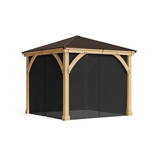 Yardistry Meridian Gazebo Mosquito Mesh Kit with Easy Glide Tracks - 10 x 10-ft