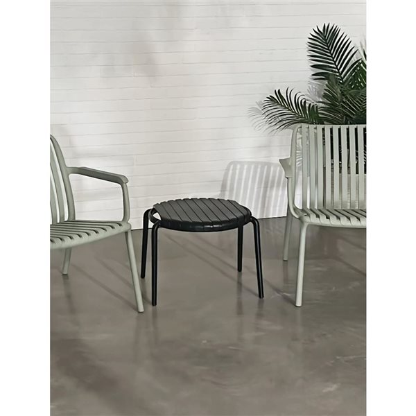 Corriveau Essentials Summer Round Side Table 20-in in Plastic - Black