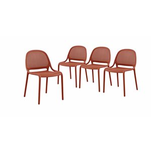Corriveau Essentials Summer Striped Chair with Arms in Coral - Set of 4