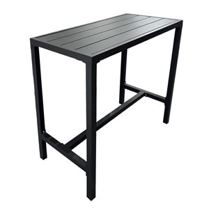 Corriveau Outdoor Furniture Highland Bar Table 20 W x 43 L x 36 3/8-in H with Aluminum Top - Black