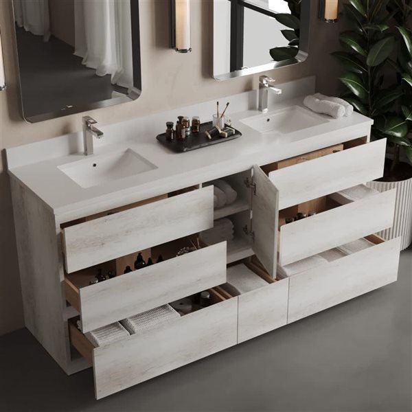 soranonsky✳︎ Urban Woodcraft Vamo 72 x 20-in Whitewash Double Sink Bathroom