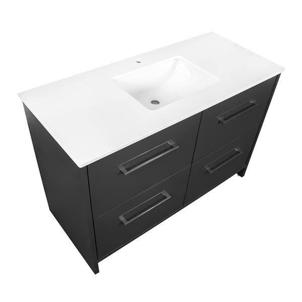 PRESENZA SCOTTY 48-in Bathroom Vanity in Grey with White Engineered Stone Countertop and Undermount Ceramic Sink