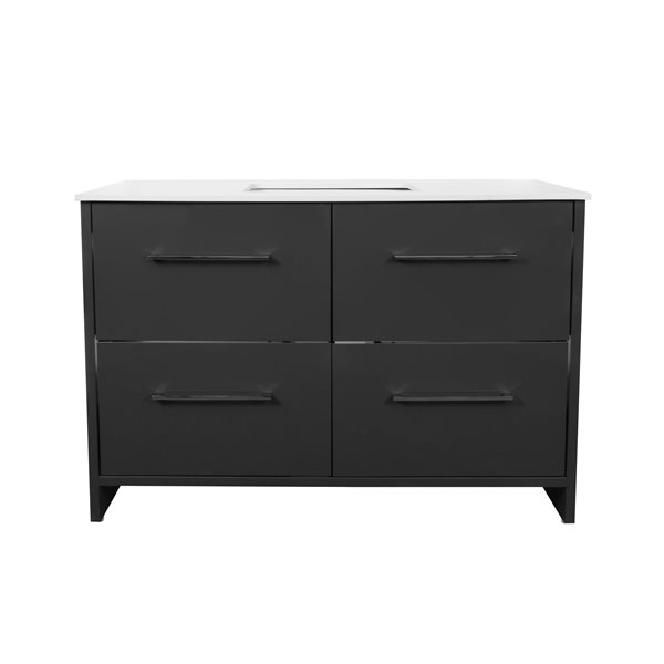 PRESENZA SCOTTY 48-in Bathroom Vanity in Grey with White Engineered Stone Countertop and Undermount Ceramic Sink